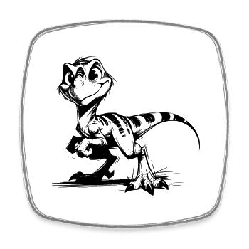 Frecher Raptor Baby Dino Kinder Bleistiftskizze - Viereckiger Kühlschrankmagnet - Weiß - Vorne