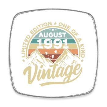 Geburtstag August 1991 Geburtstagsgeschenk August - Viereckiger Kühlschrankmagnet - Weiß - Vorne