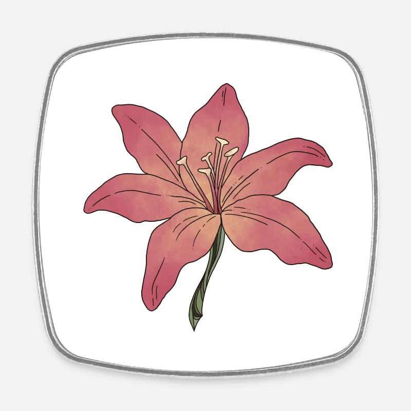 Lily Flower - Square fridge magnet - white