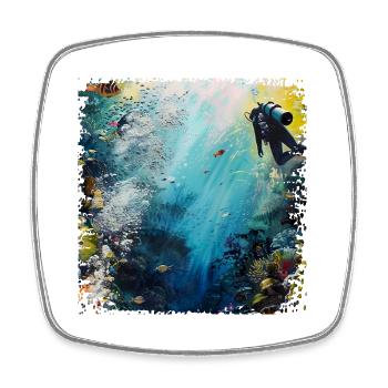 Diving is a passion - Square fridge magnet - white - Front