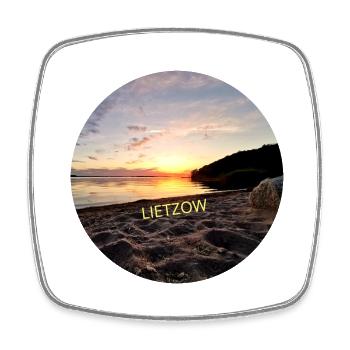 Lietzow auf Rügen Sonnenuntergang Wasser Natur - Viereckiger Kühlschrankmagnet - Weiß - Vorne