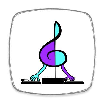 DJ Musique Clé Clef Note Mixeur Fête Vinyle - Magnet carré - blanc - Devant
