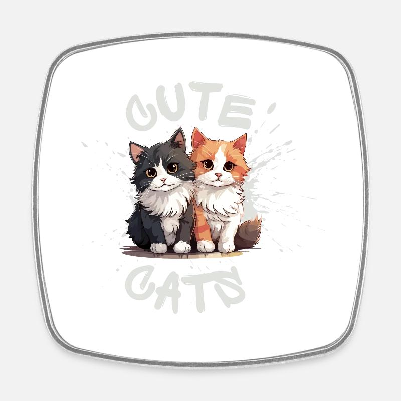 Chats mignons - Magnet carré - blanc