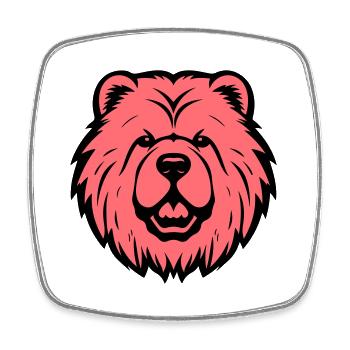 Chow Chow Hund Kopf - Viereckiger Kühlschrankmagnet - Weiß - Vorne