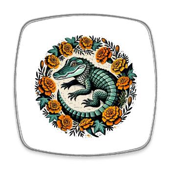 Alligator - Viereckiger Kühlschrankmagnet - Weiß - Vorne