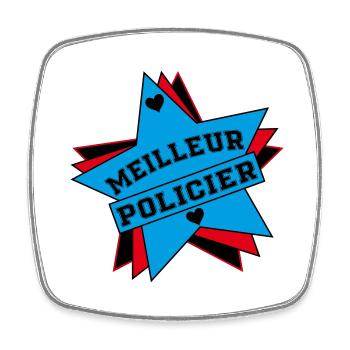 MEILLEUR POLICIER - Magnet carré - blanc - Devant