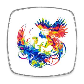 Cock tup fight animal isolated colorful chicken - Square fridge magnet - white - Front