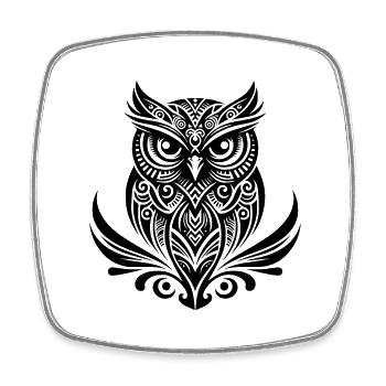 Schlaue Eule im Tattoo Tinte Style - Viereckiger Kühlschrankmagnet - Weiß - Vorne