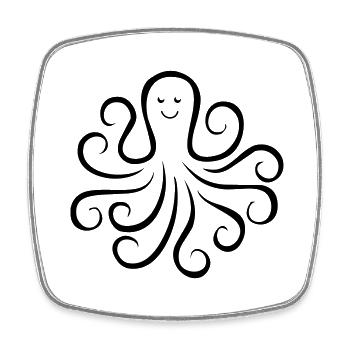 Octopus 01 - Square fridge magnet - white - Front