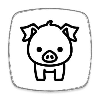 cochon - Magnet carré - blanc - Devant