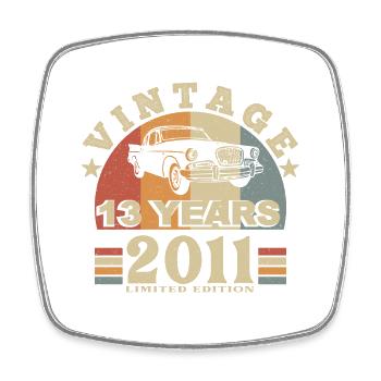 Vintage 2011 Born In 2011 13 Years Anniversary - Square fridge magnet - white - Front