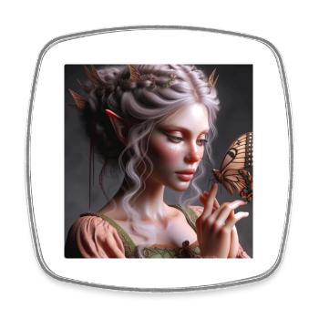 Fairy and butterfly. - Square fridge magnet - white - Front