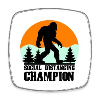 big foot social distancing - Viereckiger Kühlschrankmagnet - Weiß - Vorne