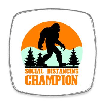 big foot social distancing - Square fridge magnet - white - Front