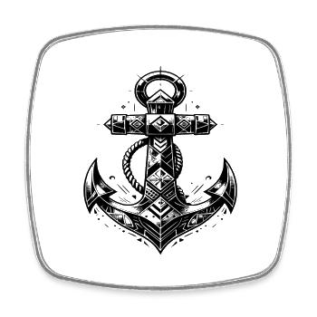 Klassischer Tattoo Anker eleganter Skizzen Style - Viereckiger Kühlschrankmagnet - Weiß - Vorne