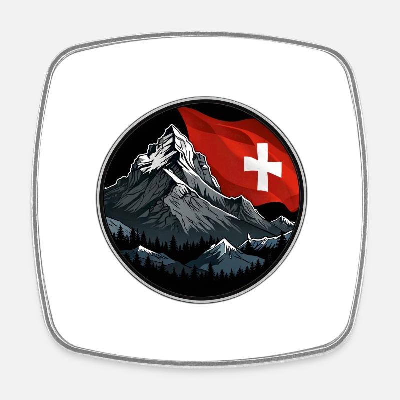 Swiss flag - Square fridge magnet - white