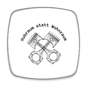 Hubraum statt Wohnraum - Viereckiger Kühlschrankmagnet - Weiß - Vorne