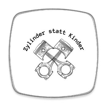Zylinder statt Kinder - Viereckiger Kühlschrankmagnet - Weiß - Vorne
