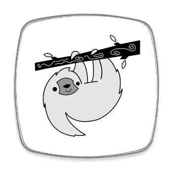 faultier 002 - Viereckiger Kühlschrankmagnet - Weiß - Vorne