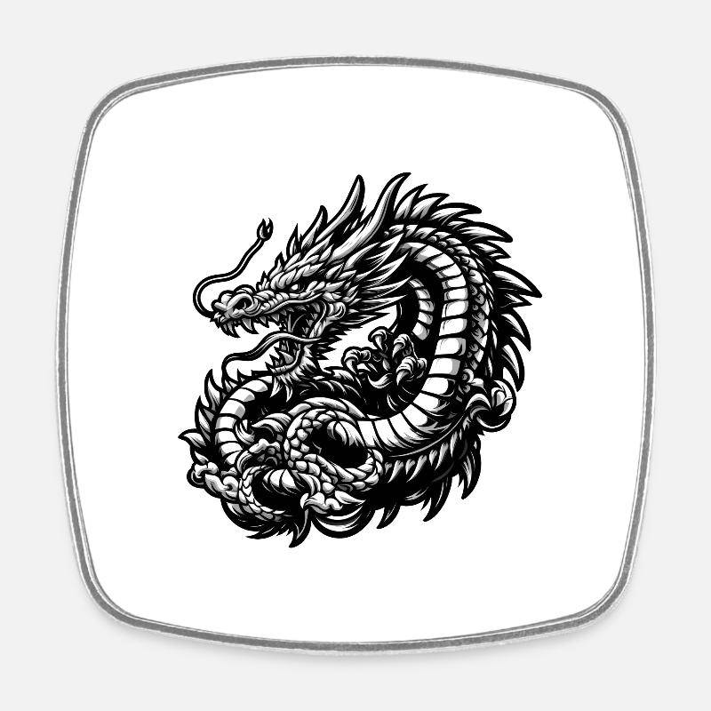 Drache - Viereckiger Kühlschrankmagnet - Weiß