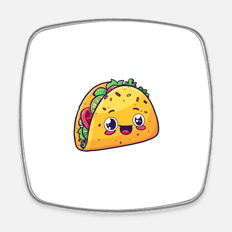 Taco with face - Square fridge magnet - white