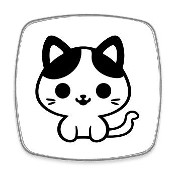 Katze - Viereckiger Kühlschrankmagnet - Weiß - Vorne
