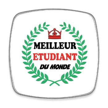MEILLEUR ETUDIANT DU MONDE - Magnet carré - blanc - Devant