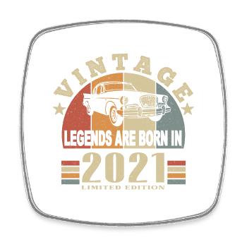 Vintage 2021 Legend Born - Square fridge magnet - white - Front