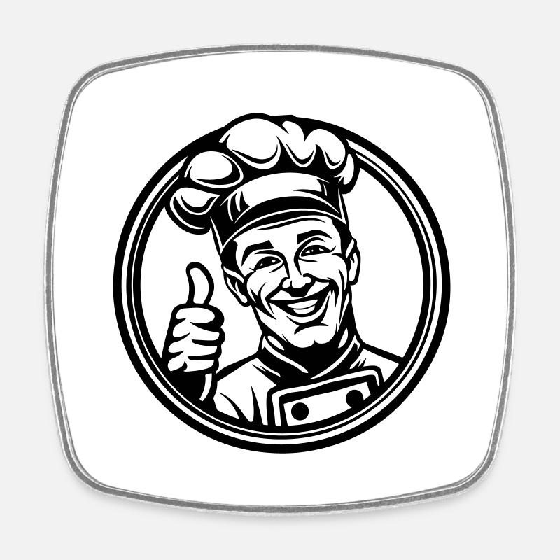 Happy Chef Thumbs Up - Square fridge magnet - white