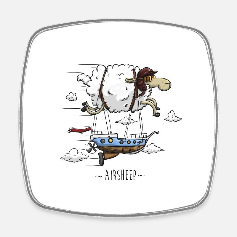 Mouton volant dirigeable - Magnet carré - blanc