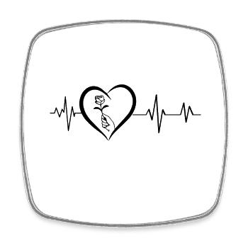 Heartbeat Hand Holding a Rose - Square fridge magnet - white - Front