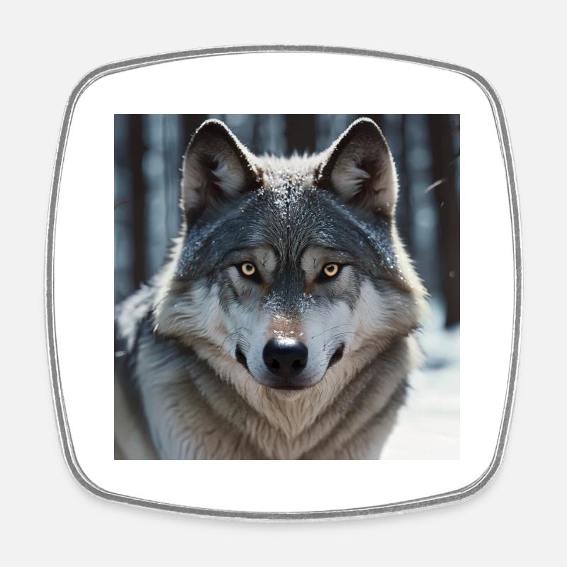Wolf - Square fridge magnet - white