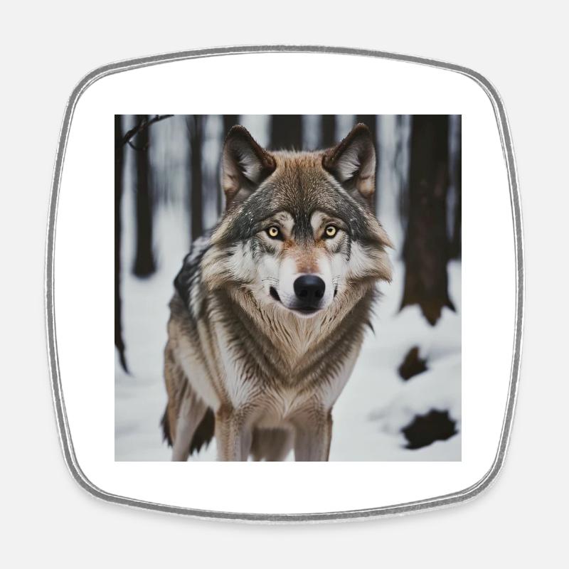Wolf - Viereckiger Kühlschrankmagnet - Weiß