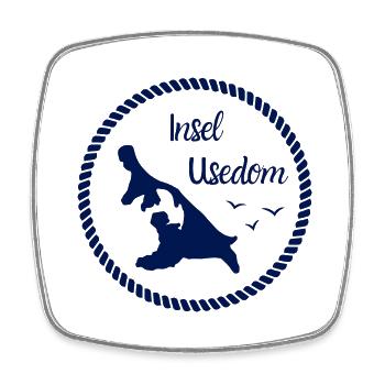 Insel Usedom Karte im Seil - Viereckiger Kühlschrankmagnet - Weiß - Vorne