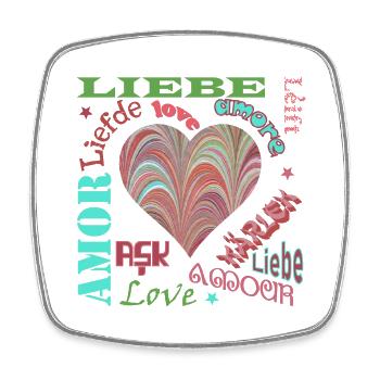 Amour Multilingue E 106 - Magnet carré - blanc - Devant