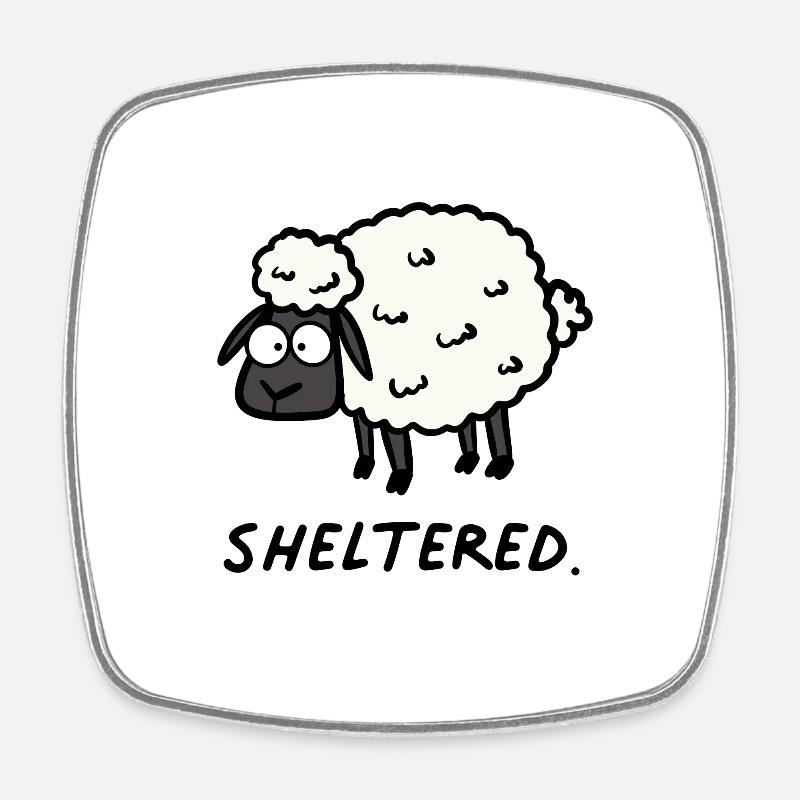 Sheltered sheep - Square fridge magnet - white