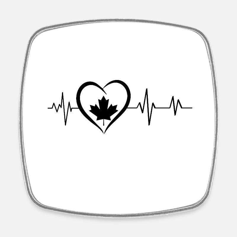 Heartbeat Maple Leaf - Square fridge magnet - white