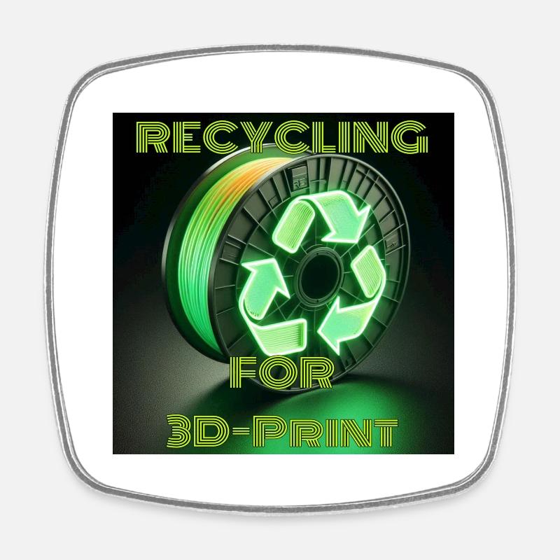 RECYCLING for 3D Print- Motif 01 - Square fridge magnet - white