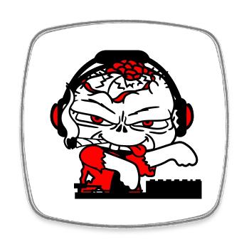 Zombie Monster DJ Horror Mixer Party Music - Square fridge magnet - white - Front