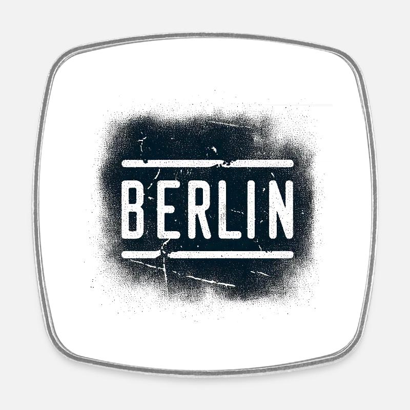 Berlin Grunge Design Alexanderplatz Berlin Bear - Square fridge magnet - white