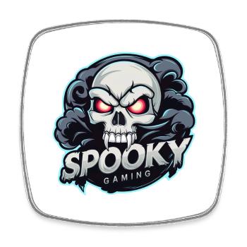 Spooky Gaming - Skeleton Skull Video Game - Square fridge magnet - white - Front