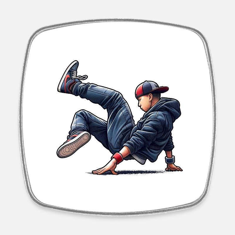 Breakdance - Magnet carré - blanc
