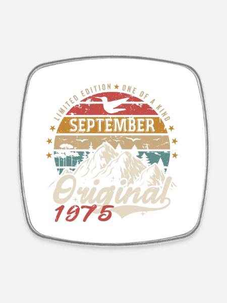 Retro 1975 September Vintage September 1975 Geschenk - Viereckiger Kühlschrankmagnet - Weiß