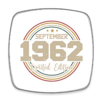 September 1962 September Birthday Gift 1962 - Square fridge magnet - white - Front