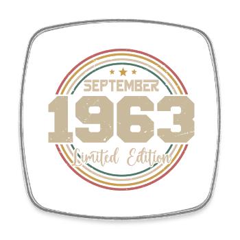 September 1963 Birthday Gift 1963 - Square fridge magnet - white - Front