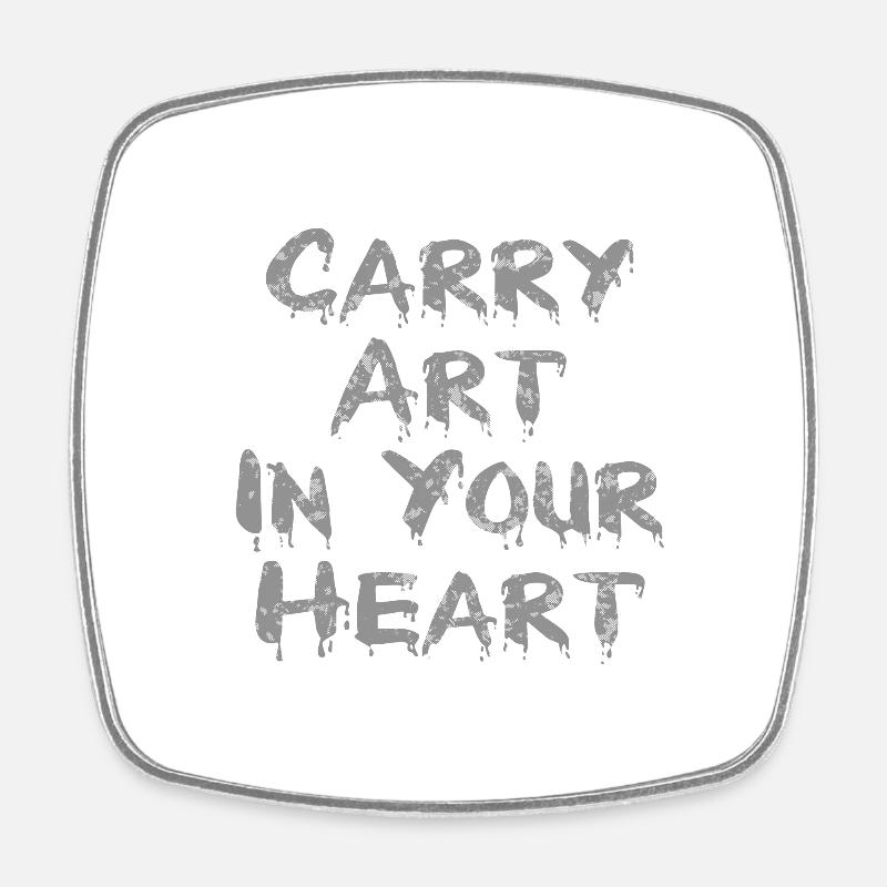 Carry Art in your Heart - Grey Distorted Dripping - Square fridge magnet - white