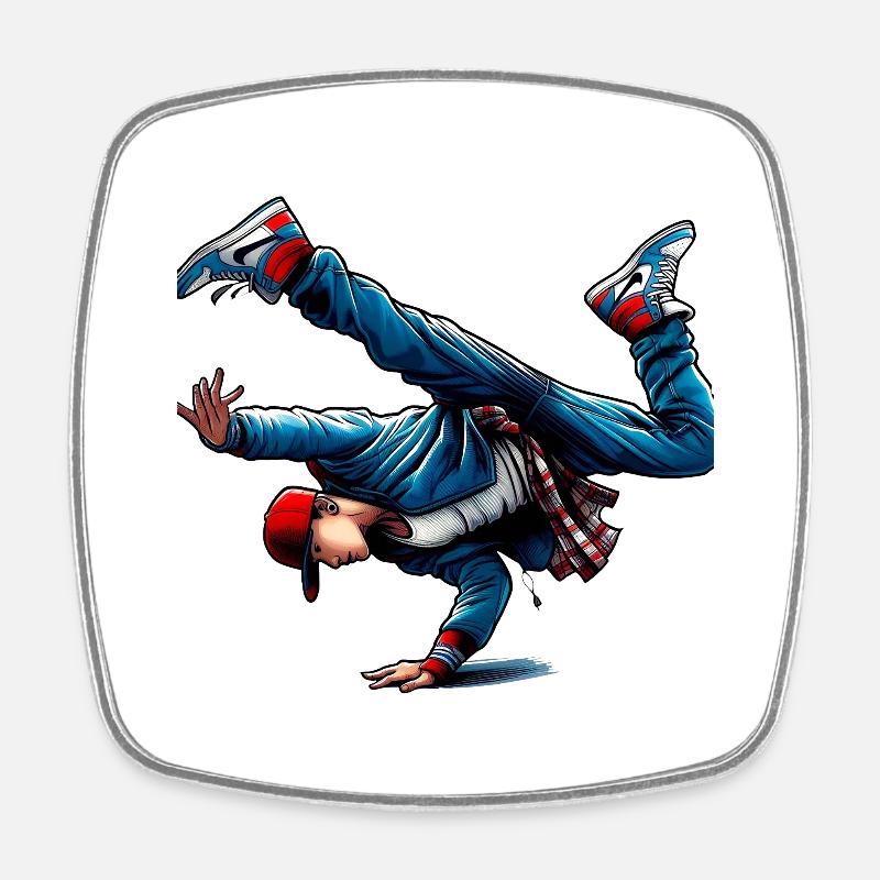 Fans De Danse Et De Breakdance - Magnet carré - blanc