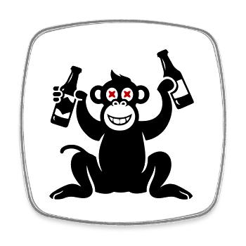 Monkey Beer Drunk - Square fridge magnet - white - Front