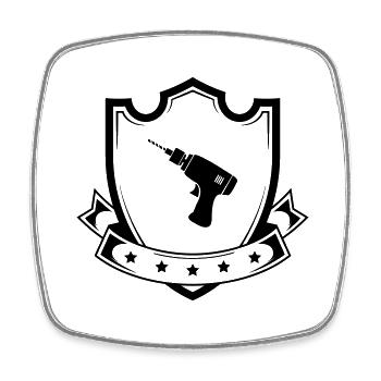 bohrmaschine wappen - Viereckiger Kühlschrankmagnet - Weiß - Vorne