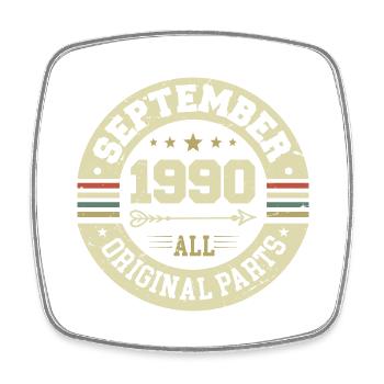 34. Geburtstag 1990 Legendär seit September 1990 - Viereckiger Kühlschrankmagnet - Weiß - Vorne